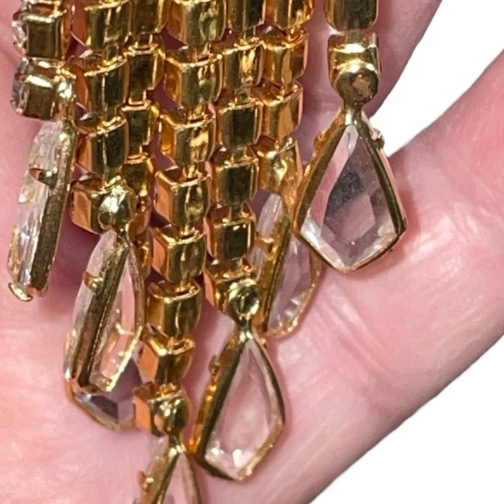Vintage rhinestone brooch and earrings, unsigned, lever back with screw earrings